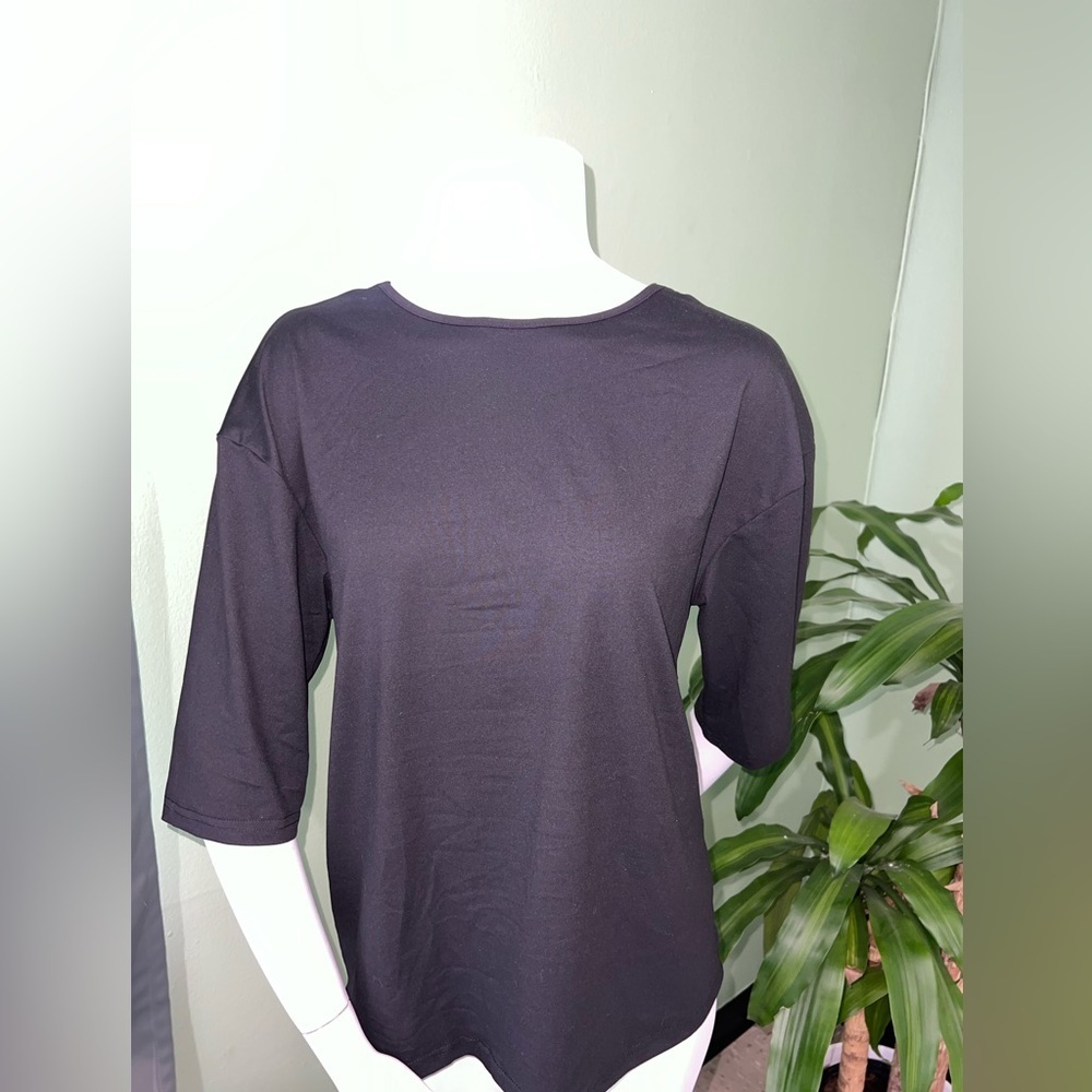 SHEIN Black Top with Gold Chain Detail